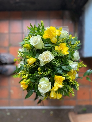 White Rose and Yellow Freesia posy