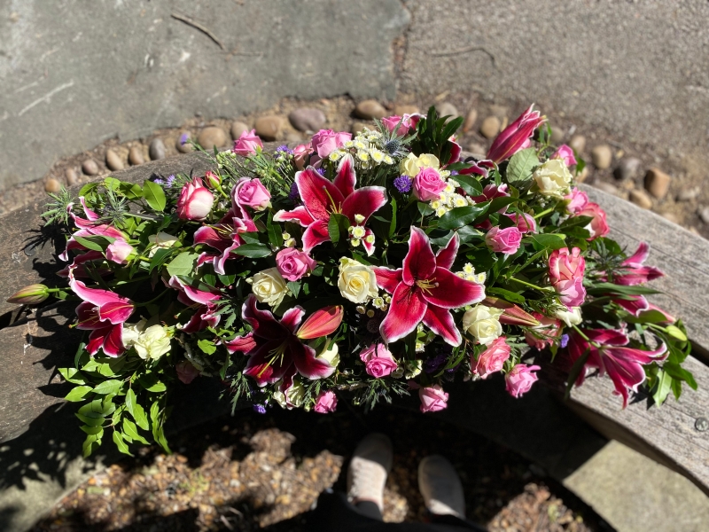 Rose and Eryngium Casket Spray