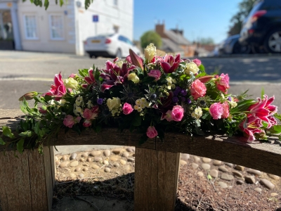 Rose and Eryngium Casket Spray