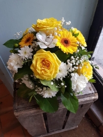 Florist Choice posy Arrangement yellow and white