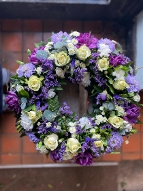 Purple and White seasonal Wreath