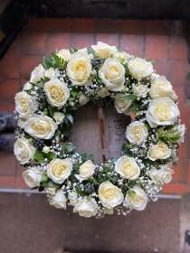 All White Rose Wreath