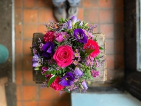Classic posy in cerise and purple