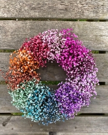 Rainbow Gypsophilia Wreath