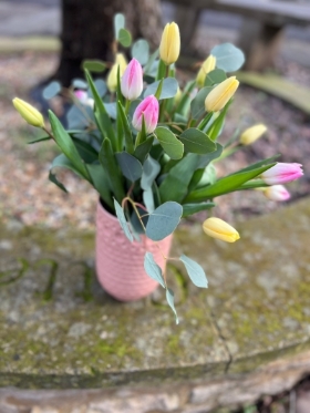 A vase full of British Tulips
