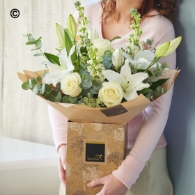 Birthday White Rose and Lily Bouquet