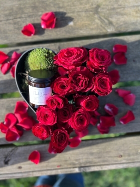 Heart Shaped Rose arrangement